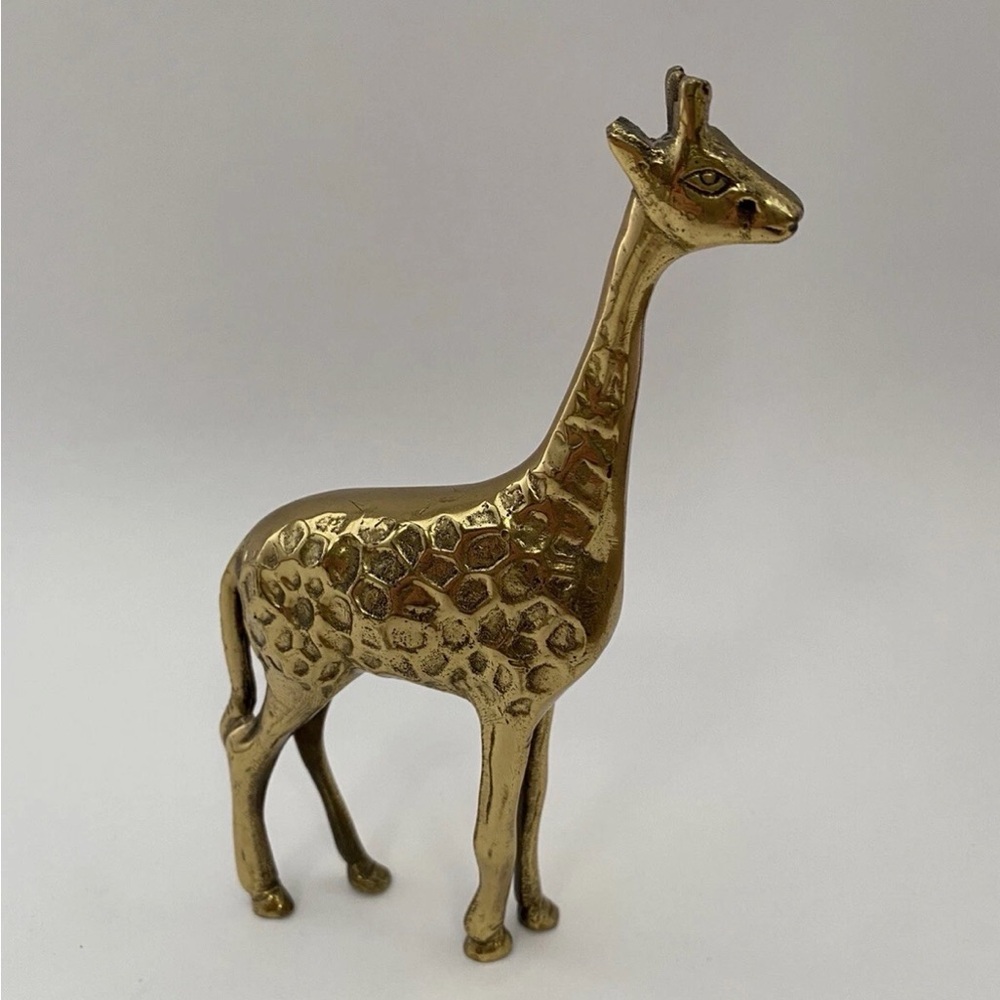 Vintage Brass Giraffe Figurine Collectible Decor